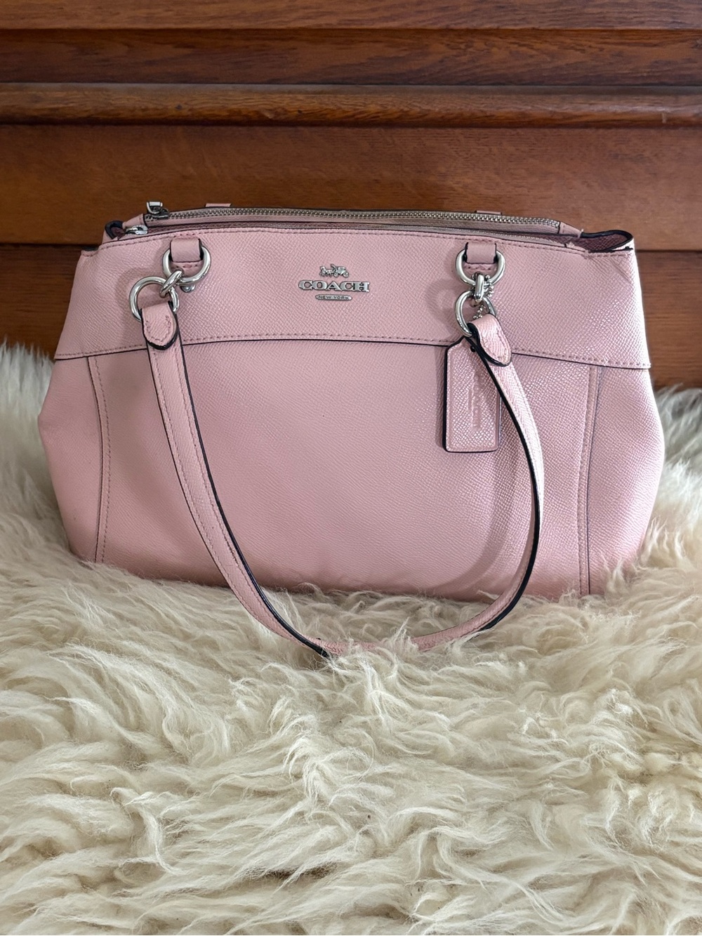 Coach Brooke Pink Leather Shoulder Bag with Silver Hardware